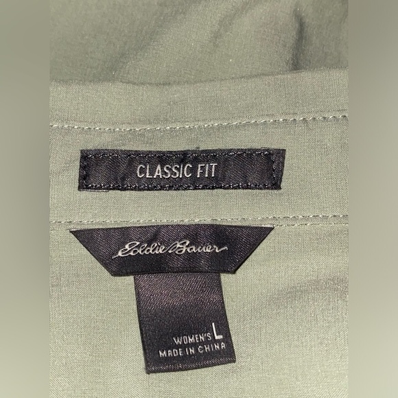 Eddie Bauer Shirt Classic Button Roll Tab‎ Cuff Outdoor Trails Hiking Women L - Picture 3 of 9